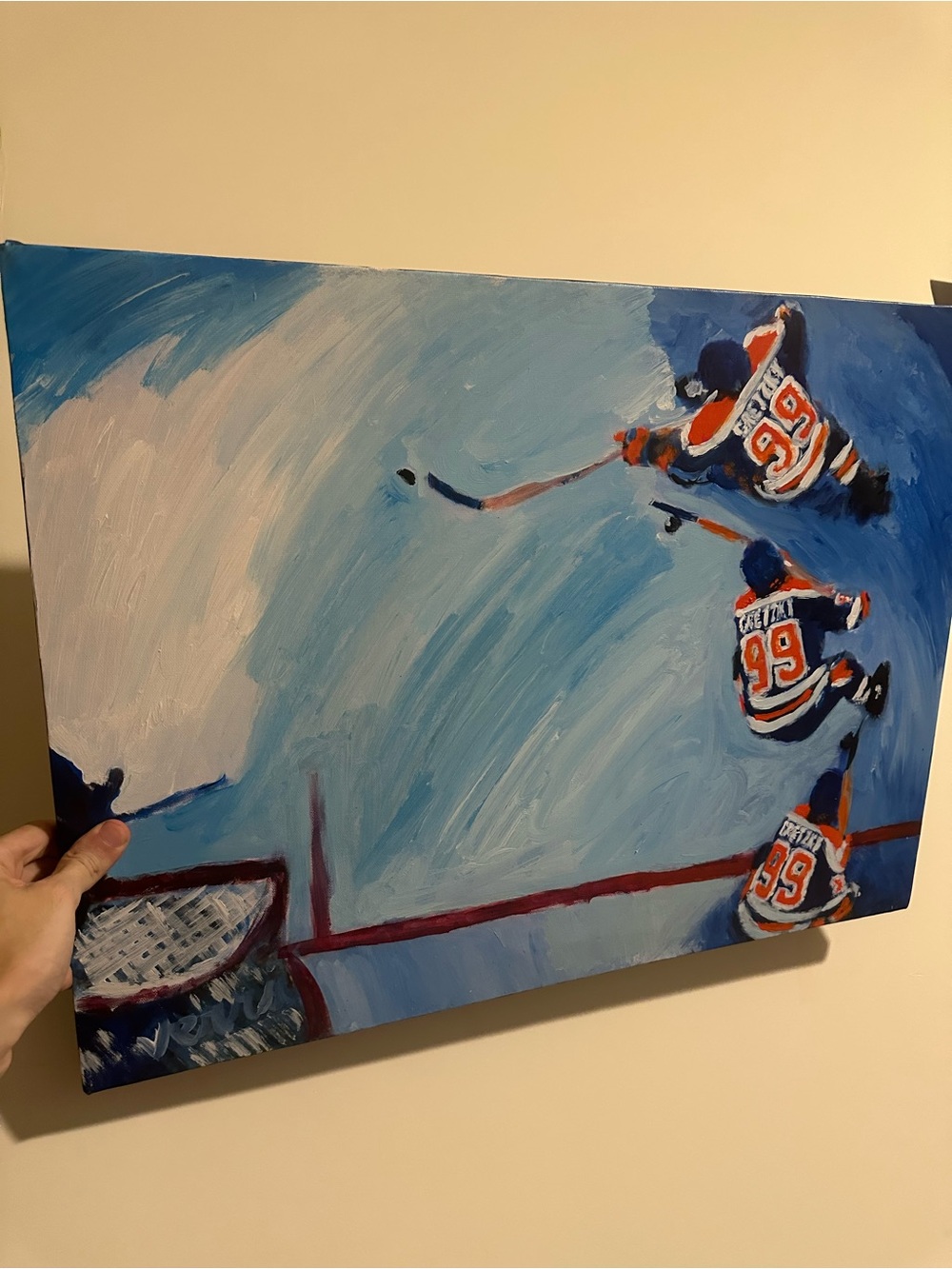 Edmonton Oilers Hockey Canvas Art Painting wrap around goal great one 24x18